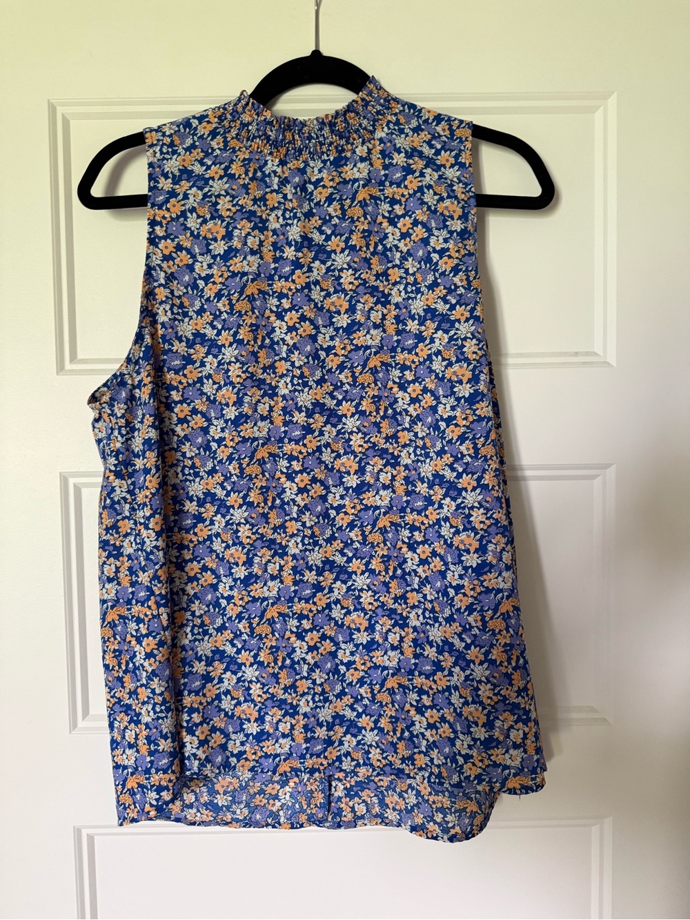 Staccato Blue Floral Mock Neck Sleeveless Top